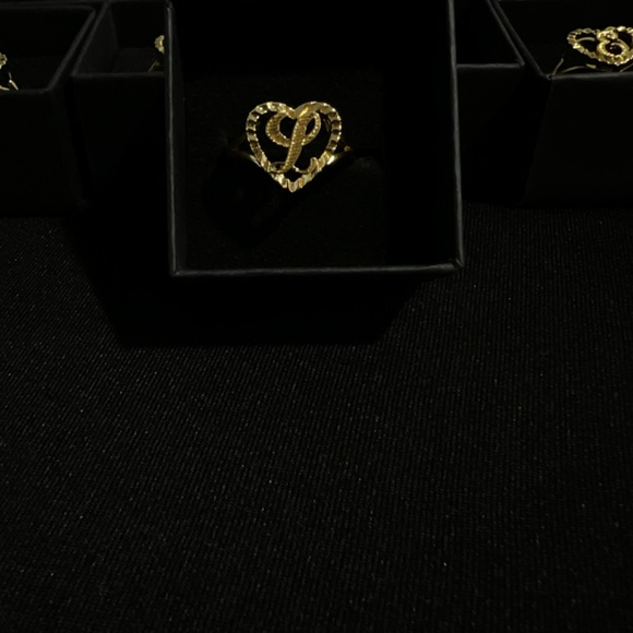 Initial Heart Adjustable Ring Letter L - Picture 2 of 3